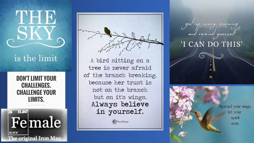 A collage of inspirational messages for women
