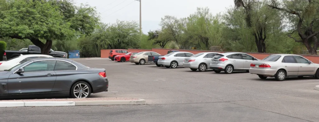 Parking lot with cars